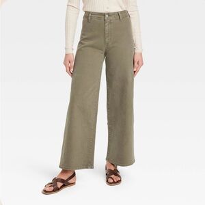 Womens High Rise Sailor Wide Leg Ankle Jeans Universal Thread Olive Green Size 4